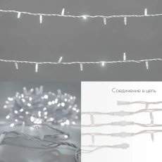 Гирлянда светодиодная Нить 20м 200 LED БЕЛЫЙ белый каучук IP67 эффект мерцания 24В