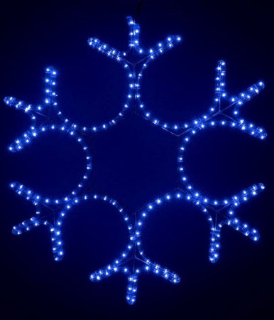 Светодиодная Снежинка Ø0,8м Синяя, Дюралайт на Металлическом Каркасе, IP54