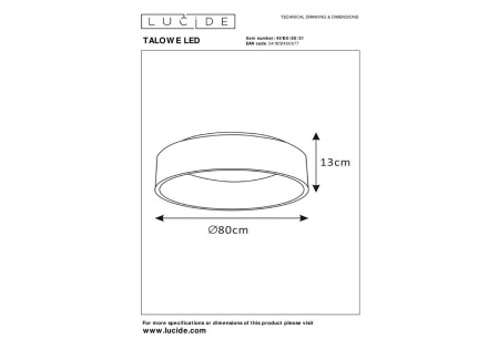 Потолочный светодиодный светильник Lucide Talowe 46100/80/31