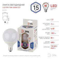 Лампа светодиодная ЭРА E27 15W 6000K матовая LED G90-15W-6000K-E27 Б0049079