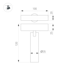 Светильник MAG-SPOT-25-R90-9W Day4000 (BK-GD, 30 deg, 24V) (Arlight, IP20 Металл, 3 года) 035000(1)