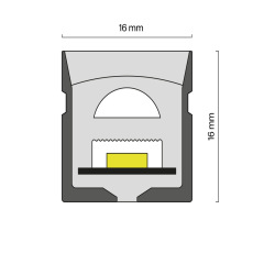 Гибкий неон 16x16 24В 10Вт/м 3000K IP67 10м (вертикальный изгиб)