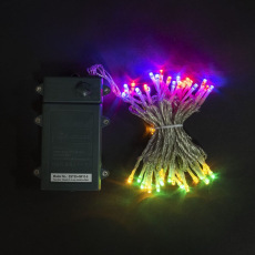 Гирлянда Нить на Батарейках 5м Разноцветная, 50 LED, Провод Прозрачный Силикон, IP65