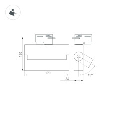 Светильник LGD-LOFT-TRACK-2TR-S170-10W Day4000 (WH, 24 deg, 230V) (Arlight, IP20 Металл, 3 года)