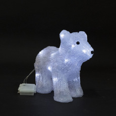 Светодиодный Мишка на Батарейках 23см Белый, 20 LED, IP54