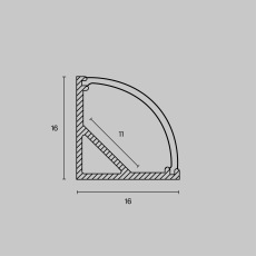 Алюминиевый профиль накладной 16x16 R, ALM008S-2M