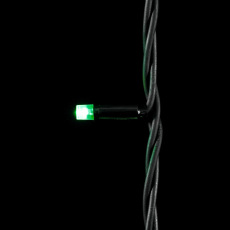 Гирлянда Нить 10м Зеленая с Мерцанием 220В, 100 LED, Провод Черный Каучук, IP54
