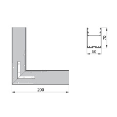 Соединитель  RVE-CONNECT-90  угловой 90° для встраиваемого профиля 50x70 мм.