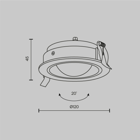 Встраиваемый светильник Lens 12Вт 3000К 70°, DL105-12W3K-B