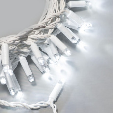 Гирлянда Нить 10м Белая 220В, 100 LED, Провод Белый Каучук 2,3мм, IP65