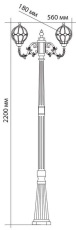 Светильник садово-парковый, 2*60W 230V E27 черное золото, IP44, PL3708