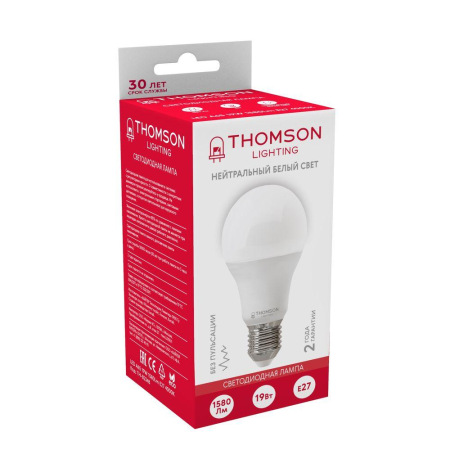 Лампа светодиодная Thomson E27 19W 4000K груша матовая TH-B2348