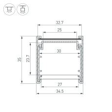 Профиль LINE-3535-BENT-SIDE-2000 ANOD (Arlight, Алюминий)