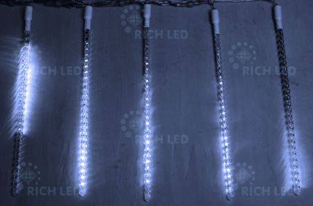 Светодиодные тающие сосульки Rich LED, витая форма, комплект 10 шт. по 50 см, белый, 12 B, соединяемый. RL-MT10*0.5C-12V-W/W