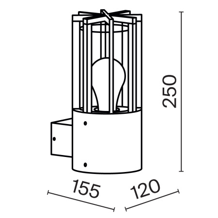 Настенный светильник (бра) Barrel E27x1 15Вт IP54, O453WL-01GF