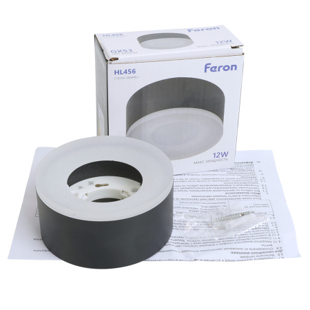 Светильник потолочный Feron HL456 12W, 230V, GX53, черный