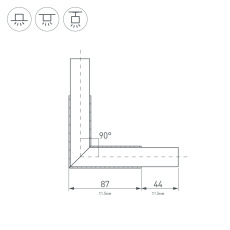 Угол PLS-LOCK-H25-L90 BLACK (с экраном MAT-L) (Arlight, Металл)