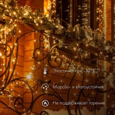 Гирлянда Нить 10м, с эффектом мерцания,прозрачный ПВХ, 230В, цвет Тёплый белый
