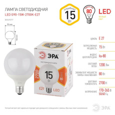 Лампа светодиодная ЭРА E27 15W 2700K матовая LED G90-15W-2700K-E27 Б0049077