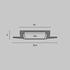 Алюминиевый профиль встраиваемый 30x6, ALM003S-2M