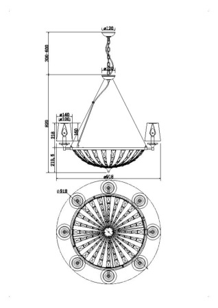 Подвесной светильник Pantheon E14x8, H021PL-08CH