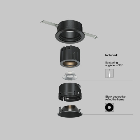 Встраиваемый светильник Wise 3000K 7W 36°, DL057-7W3K-B