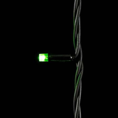 Гирлянда Нить 10м Зеленая 24В, 75 LED, Провод Черный Каучук, IP54