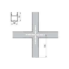 Соединитель  RVE-CONNECT-X  угловой X-образный для встраиваемого профиля 50x70 мм.