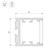 Профиль SL-ARC-3535-D320-N90 BLACK (260мм, дуга 1 из 4) (Arlight, Алюминий)