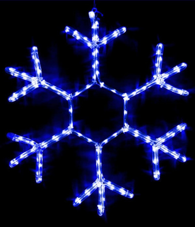 Светодиодная Снежинка Ø0,7м Синяя, Дюралайт на Металлическом Каркасе, IP54