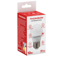 Лампа светодиодная Thomson E27 10W 4000K шар матовая TH-B2042