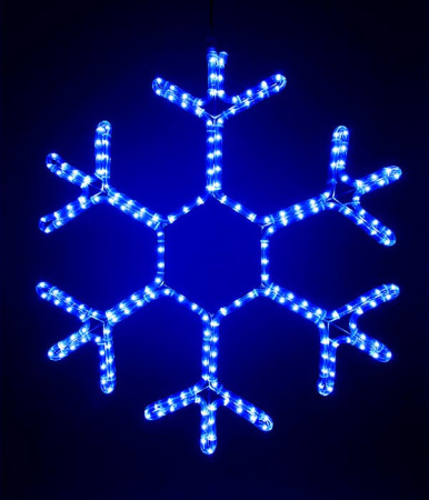 Светодиодная Снежинка Ø0,5м Синяя, Дюралайт на Металлическом Каркасе, IP54, LC-13042
