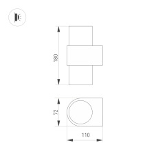 Светильник SP-SPICY-WALL-TWIN-S180x72-2x6W Warm3000 (BK, 40 deg) (Arlight, IP20 Металл, 3 года)