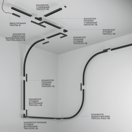 Шинопровод 3м накладной Basity, черный, TRX172-113B