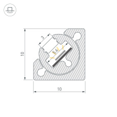 Профиль с экраном SL-KANT-H10-ROTATE-2000 IRON GREY (Arlight, Алюминий+пластик)