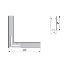 Соединитель  RVE-CONNECT-90  угловой 90° для встраиваемого профиля 35x90 мм.