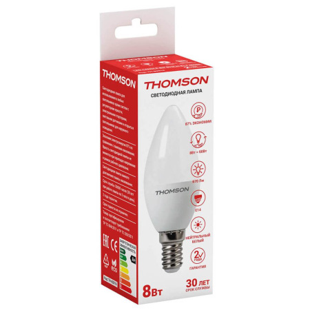 Лампа светодиодная Thomson E14 8W 4000K свеча матовая TH-B2016