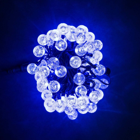 Гирлянда «Шарики» 10м Синяя 9В, Диаметр Шарика 23мм, 100 LED, Провод Черный ПВХ, IP54