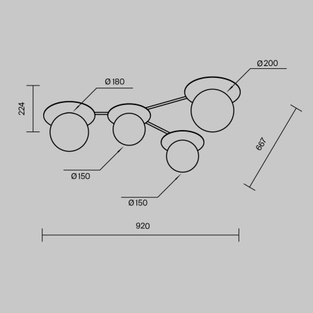Потолочный светильник Star sky E14х4, MOD291CL-04BS