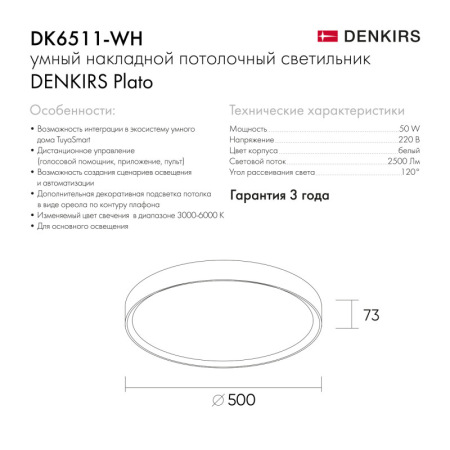 Накладной светильник Denkirs DK6511-WH/1