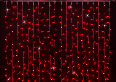 Светодиодный занавес (дождь) Rich LED 2*3 м, влагозащитный колпачок, мерцающий, красный, белый провод, RL-C2*3F-CW/R