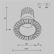 Встраиваемый светильник Dip 2700K 15Вт 50°, DL122-15W-2.7K-TRS-W