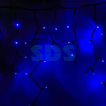Гирлянда Айсикл (бахрома) светодиодный, 5,6 х 0,9 м, с эффектом мерцания,черный провод КАУЧУК, 230 В, диоды синие, 240 LED NEON-NIGHT