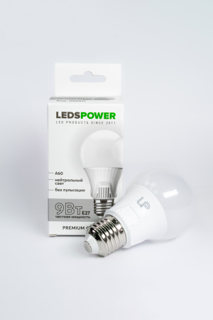 Светодиодная лампа LEDS POWER A60 E27 9Вт 4000К 006611