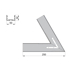 Соединитель  RVE-CONNECT-60  угловой 60° для встраиваемого профиля 50x32 мм.