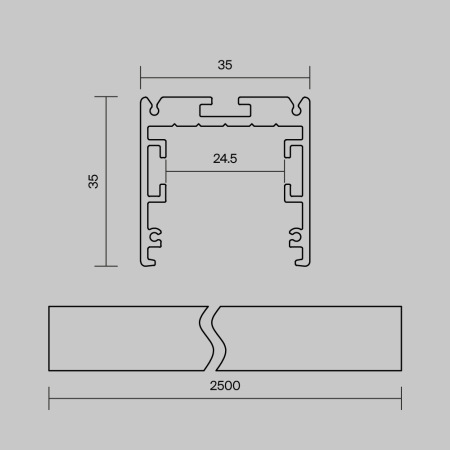Радиусный профиль 35x35 линейный черный 2.5м, ALM-3535R-B-D-2.5M