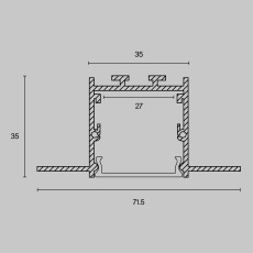 Алюминиевый профиль скрытого монтажа 71x35, ALM-7135-S-2M