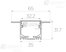 Профиль алюминиевый под шпаклевку LC-LPSH-3265-2 Anod