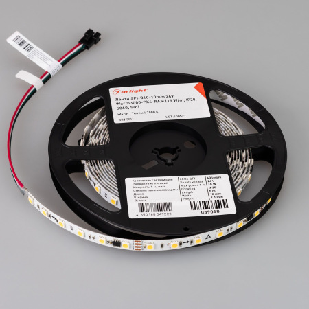 Лента SPI-B60-10mm 24V Warm3000-PX6-RAM (15 W/m, IP20, 5060, 5m) (Arlight, бегущий огонь)