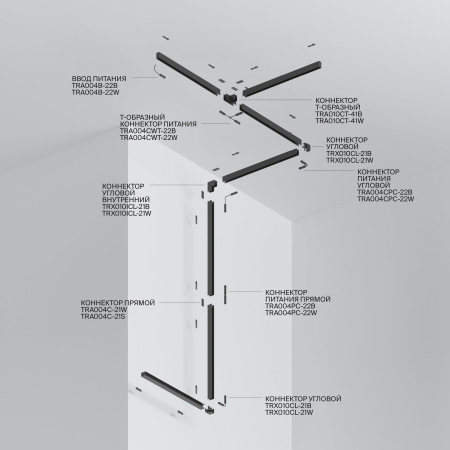 Шинопровод 1м Gravity накладной/подвесной черный TRX010-411B
